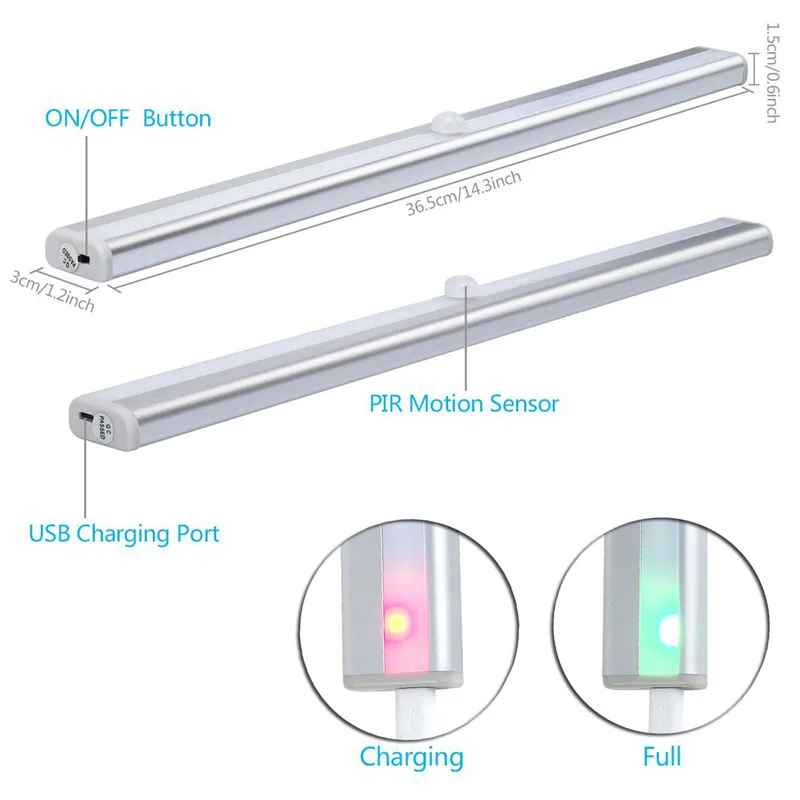 Wireless 20 LED USB Rechargeable Night Light PIR Motion Sensor Light Under Cabinet Wardrobe Closet Kitchen Sensor Light Lamp