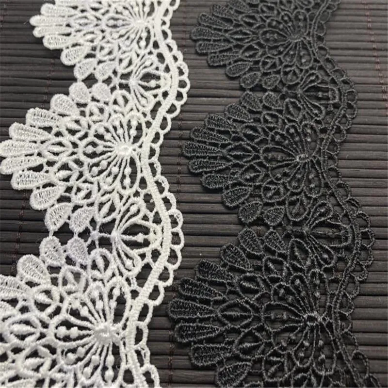 1 yard 6.5cm Width Black/White Embroidered Net Lace Fabric Trim Ribbons DIY Sewing Handmade Craft Materials