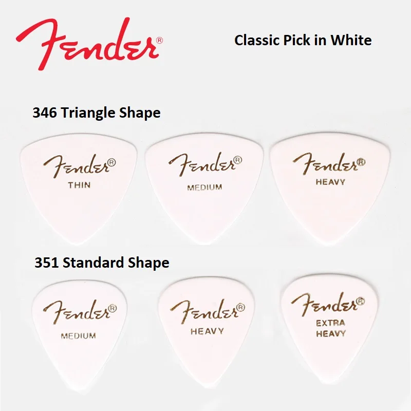 FDR 351/346 Shape Class Guitar Pick - White, Sell by 1 Piece