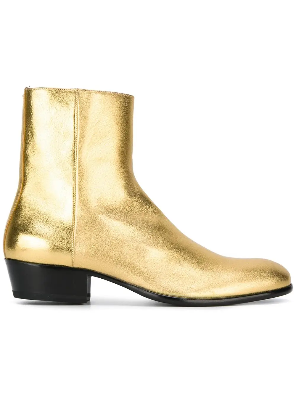 Botas Chelsea de alta calidad para hombre, Botines de cuero dorado metálico con cremallera, estilo occidental