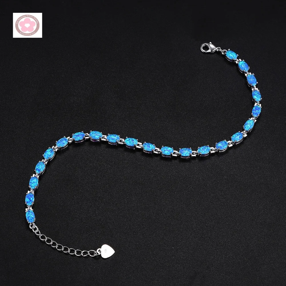 JLB-168  Blue Opal Inlaid Fashion Bracelet For Women Jewelry Gift