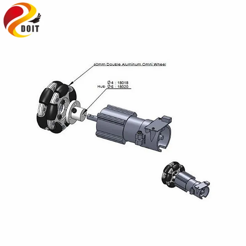 DOIT 60mm 더블 옴니 휠 로봇 탱크 섀시 용 무 지향성 휠 범용 휠 DIY RC 장난감