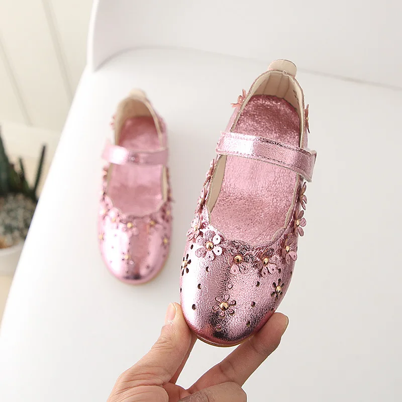 Zapatos de fondo suave de cuero de princesa para niñas, zapatos individuales de flores, blanco, fiesta de boda, nuevo, A966