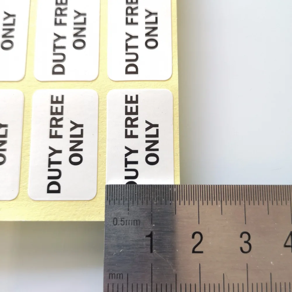 1200 Stück 25 x 15 mm NUR DUTY FREE Selbstklebender, glänzender Kunstdruckpapieraufkleber für Duty-Free-Store-Werbung, steuerfreie Einkaufsprodukte – Detail 6