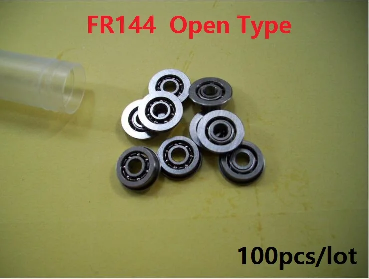 

100pcs FR144 Open type 1/8" x 1/4" x 7/64" Inch flanged flange Ball Bearing shielded 3.175 x 6.35 x 2.78 mm