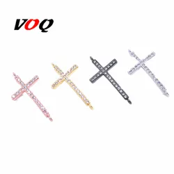 VOQ Brand Cross Connectors DIY Jewelry Making Copper Inlaid Zircon Charms for Handmade Bracelets Craft Size 42*13mm