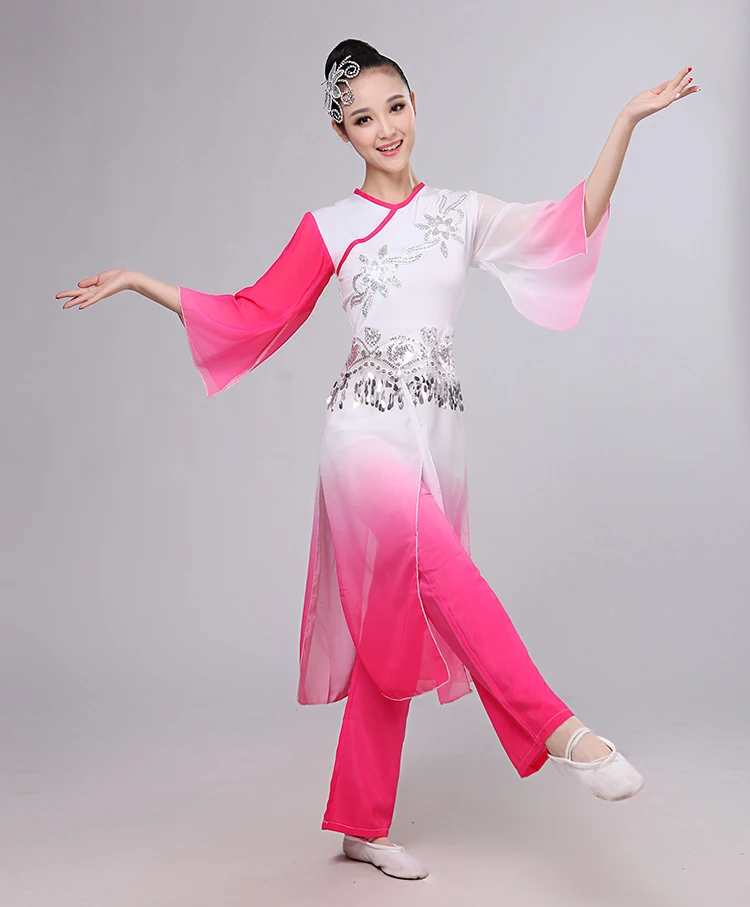 new ink dance solo classical dance costume ethnic Younger middle-aged fan dance costume