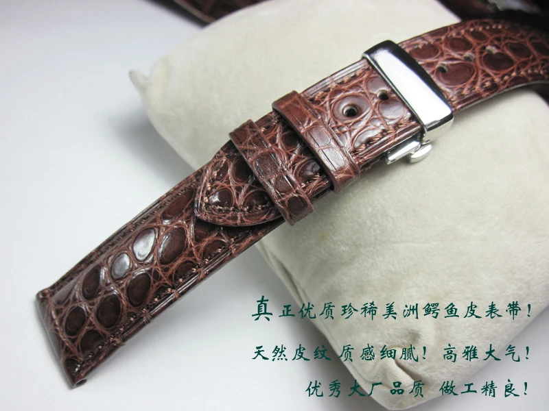 18mm 20mm 22mm Butterfly Buckle/Pin buckle Soft Crocodile Leather Brown Strap for Omega Watch Strap Bracelet Man Brown+Tools