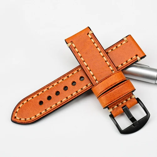 Imagen 2 del producto MAIKES-accesorios para relojes PANERAI FOSSIL, correa de cuero genuino marrón, 20, 22, 24 y 26mm