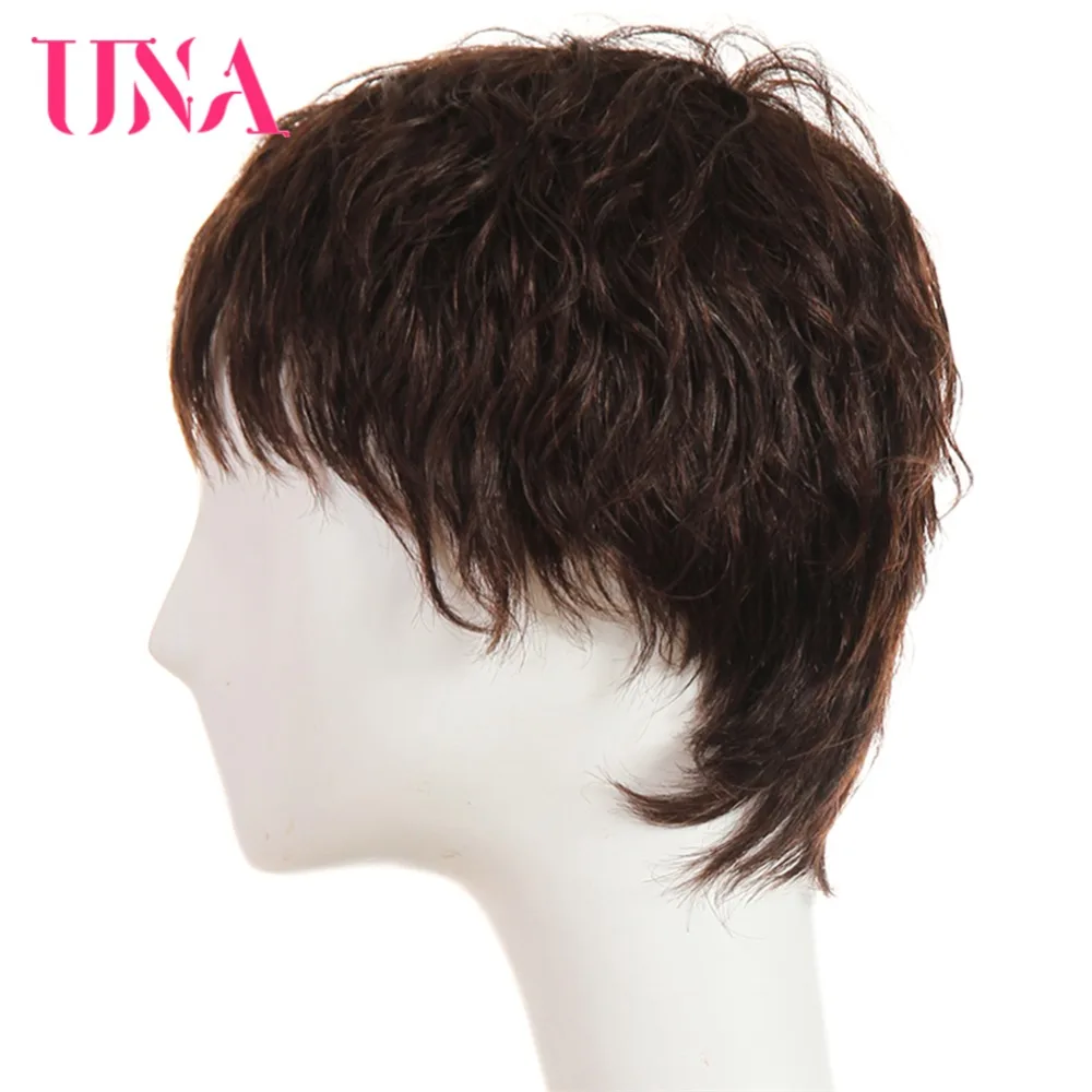 UNA Human Hair Wigs #6383 #2/33 Non-Remy Human Hair Chinese Straight Human Hair Wigs Machine Made Hair Wigs