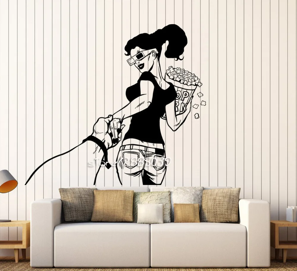 Cinema Girl Come with Me Film Movie Wall Stickers Nontoxic PVC Wall Decal Hot DIY Art Perfect Quality Wallpaper Mural SA920