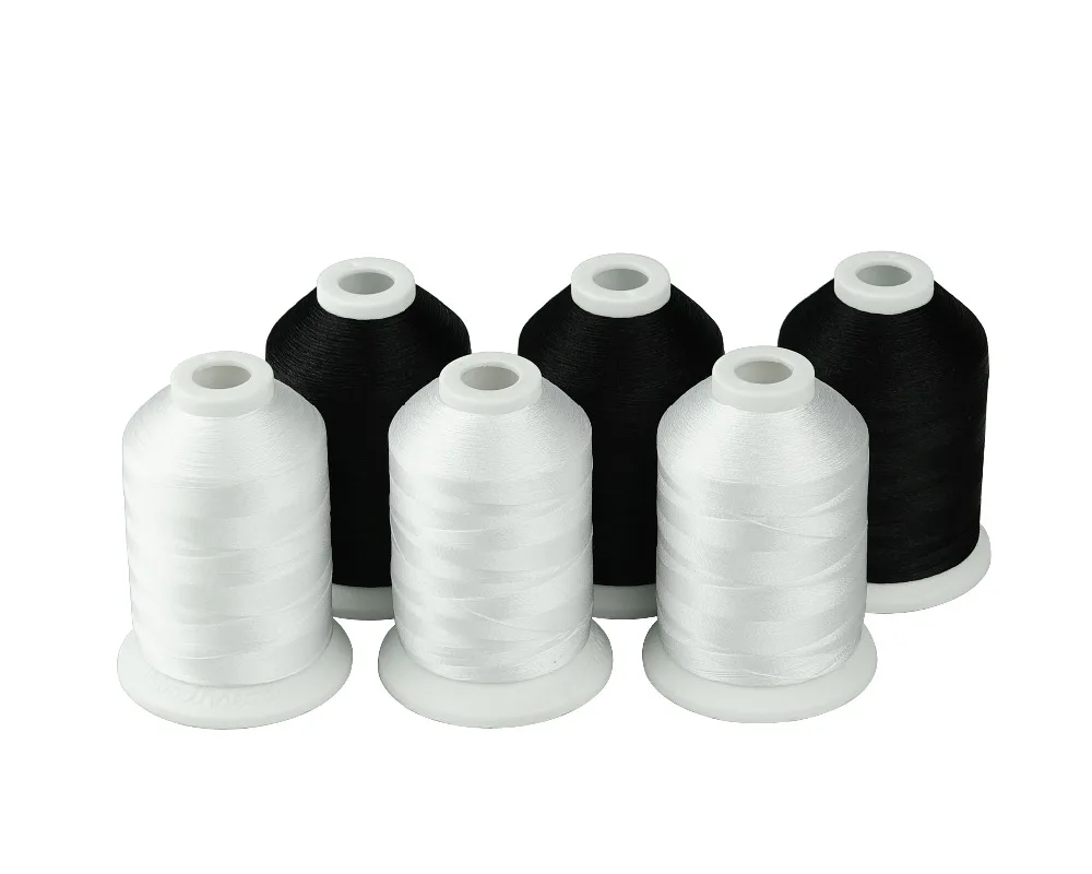 Simthread Polyester Embroidery Machine Thread Black And White Colors 1000 Meters Per Spool