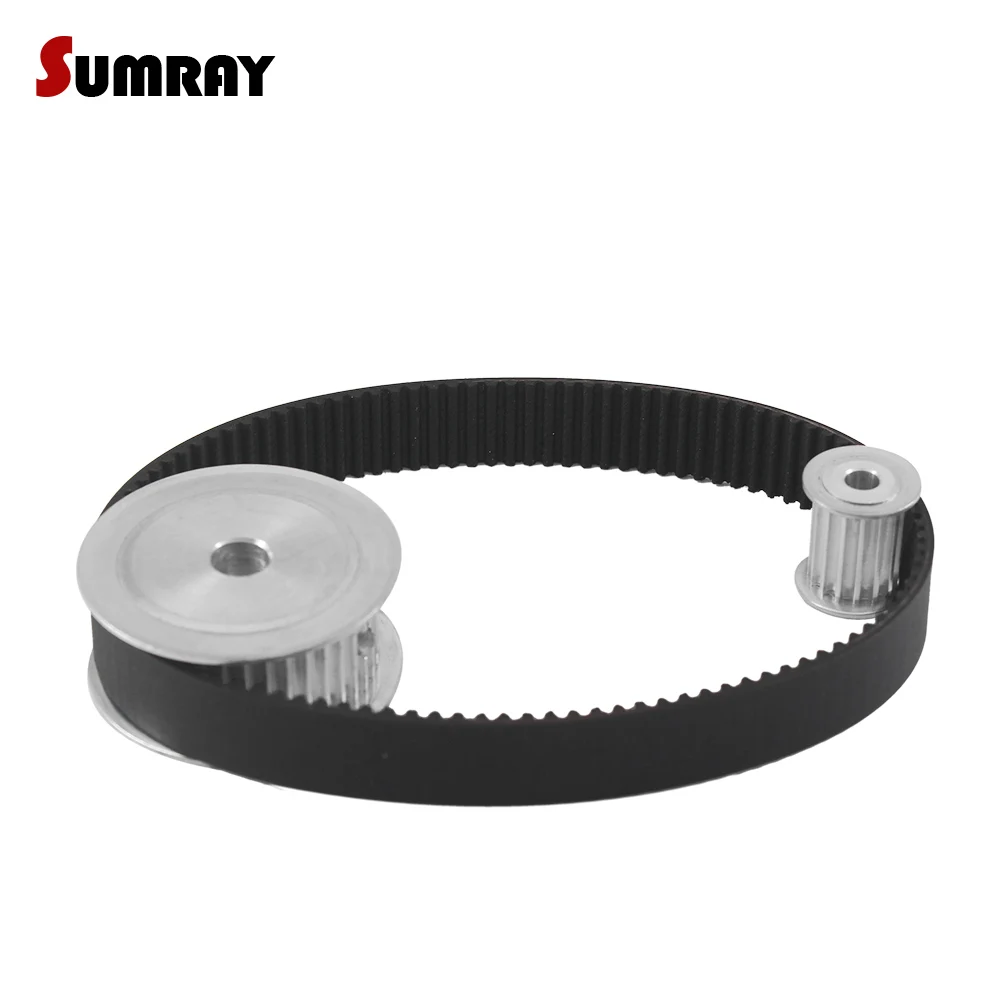 Gear Belt Pulley Set HTD3M 15T 45T 16mm Width Reduction 1:3 Timing Pulley Belt Kit HTD3M 291 Timing Belt for Laser Machine