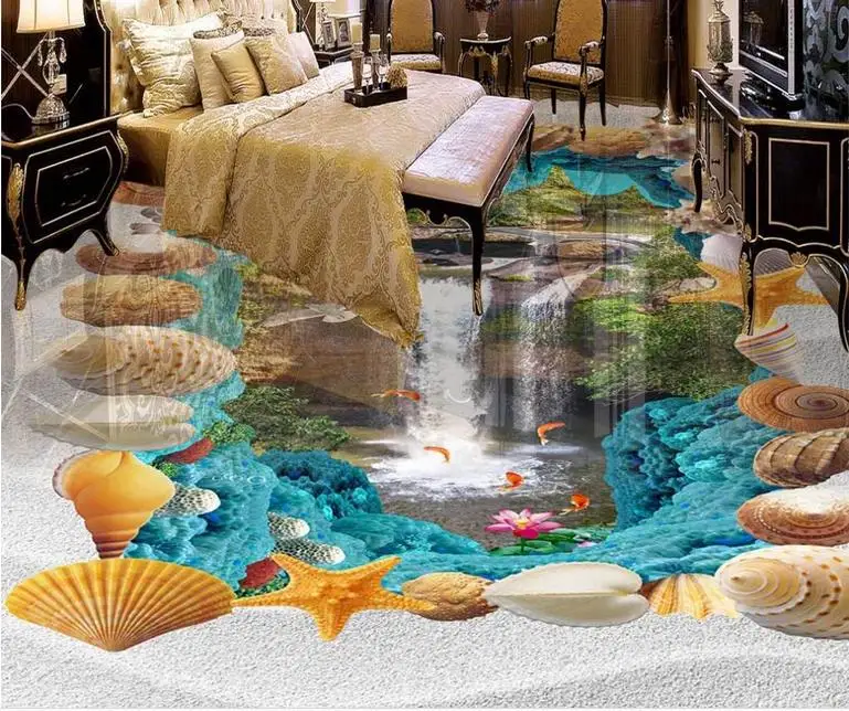 

vinyl floor tiles wallpaper self-adhesive Ocean waterfalls wallpaper for room waterproof 3D flooring vinyl wall mural