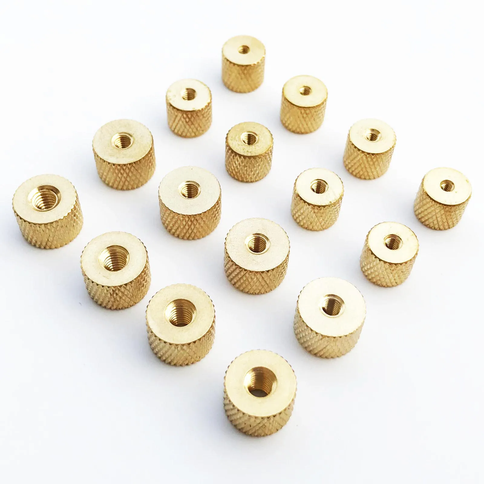 5pcs Brass Copper Cylindrical Adjusting Knurled Thumb Nut Pinapple Pattern Thumbnut for Air Water Cooling Fan PC Case Model DIY