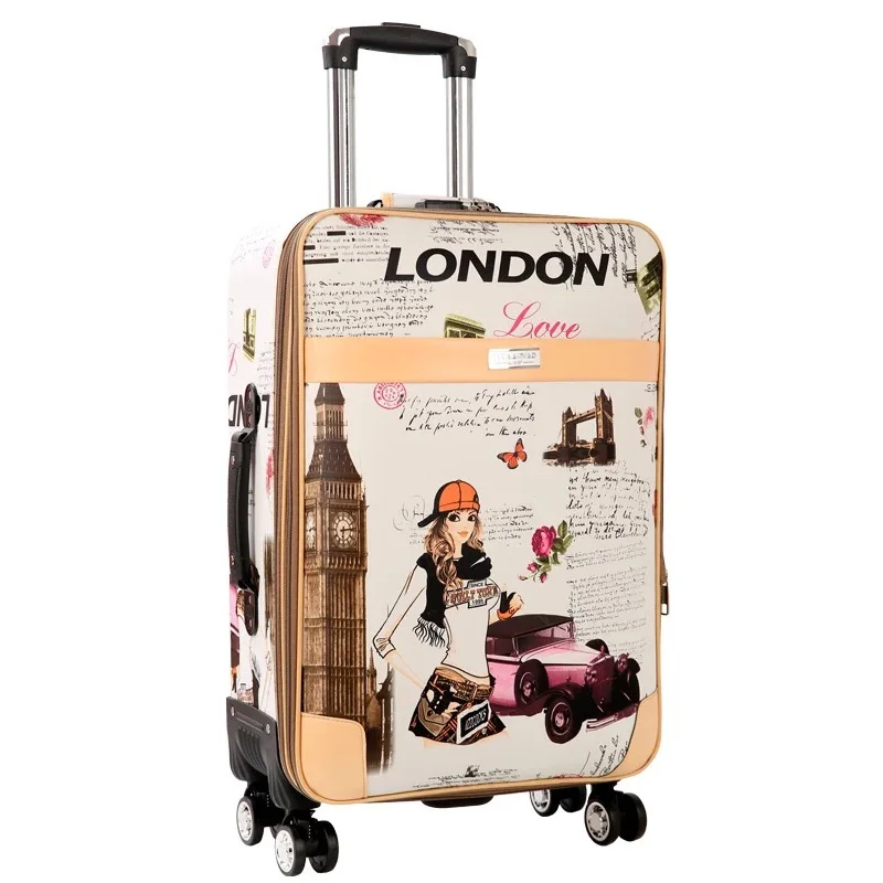 GraspDream 24 carry-on Suitcase with wheels Girl and kids cartoon pictures luggage travel bag trolley bags children's suitcases