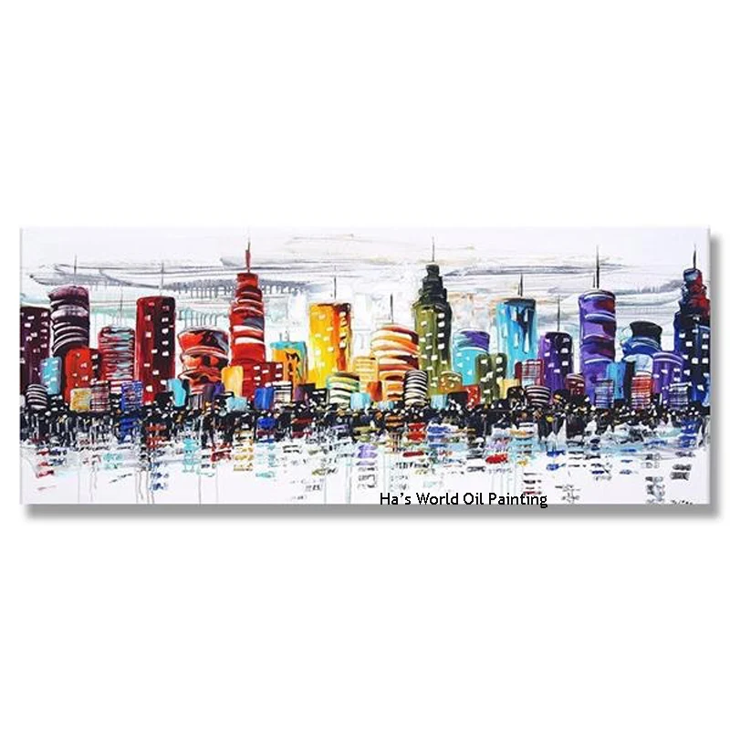 

professional aritist Hand painted modern City Europe Style Canvas oil painting abstract Wall Picture for living room home decor