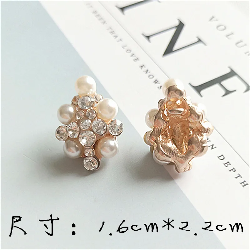 50pcs 16*22mm Gold Color Imitation Pearl Crystal Cross shape Charm  for DIY Handmade Women Fashion Jewelry Making wholesale