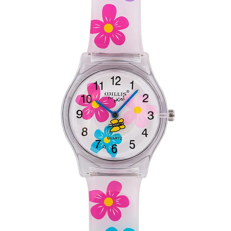 Willis Zomer Nieuwe Merk Kinderen Studenten Fashion Quartz Horloges Kids Zachte Waterdichte Sport Bloemen Dieren Horloges