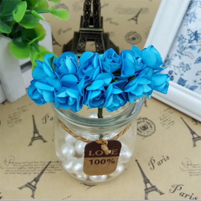 144 Teile/los 1,5 cm Mini Papier Rose Künstliche Blumen Hände Für Hochzeit Dekoration Scrapbooking Kleine Gefälschte Blumenstrauß – Detail 9