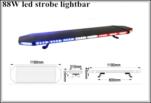 120cm 88W Led car emergency lightbar,warning light bar for  ambulance fire engine truck,waterproof,ECE R65