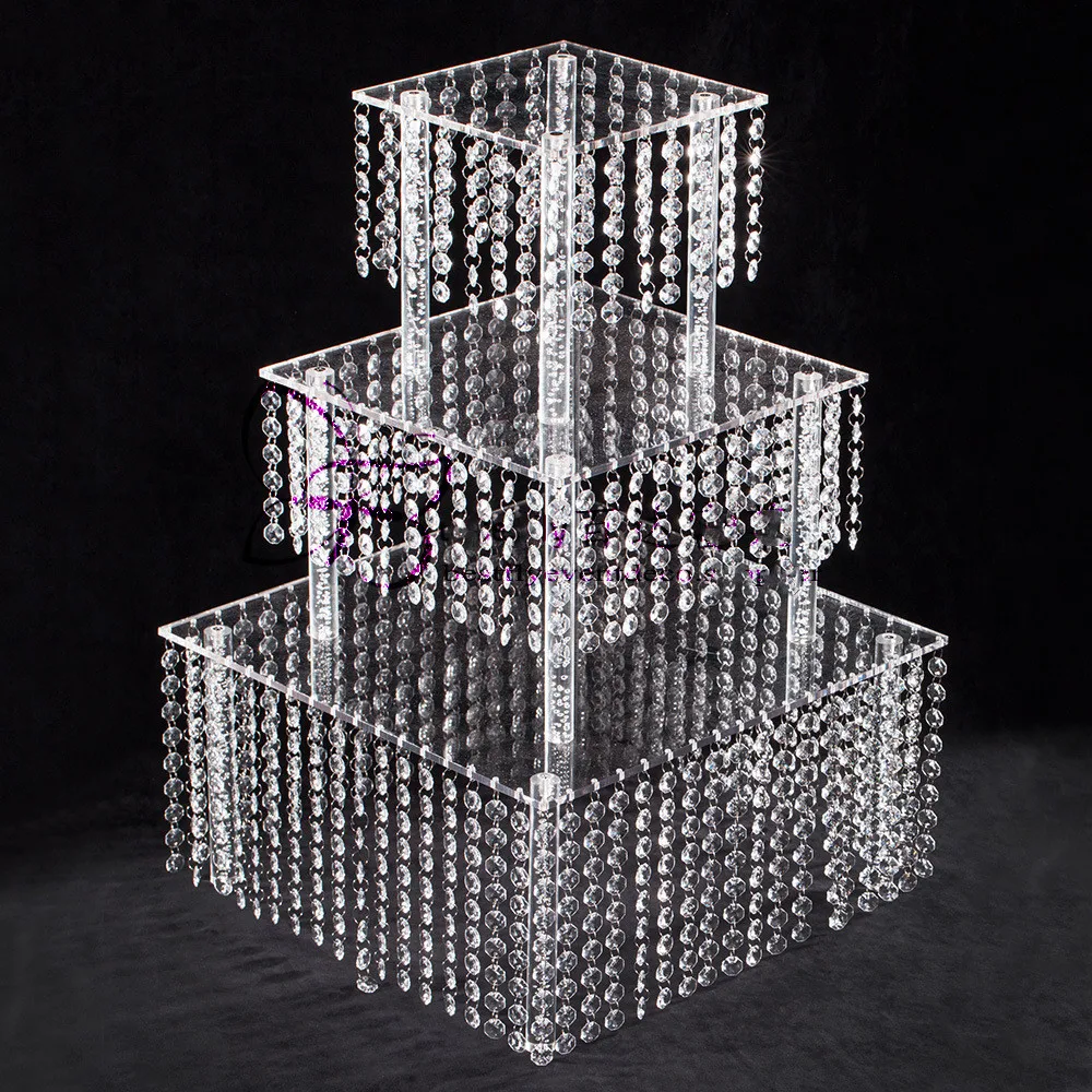 Wedding decoration three-layer square acrylic cake stand party supplies layered dessert table cake stand cupcake stands