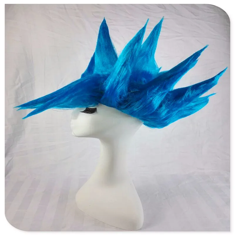 Carnical Party Wig Synthetic Fiber Fei-Show Blue Short Straight Hair Perca Peluk Cartoon Role Salon Costume Cos-play Hairpiece