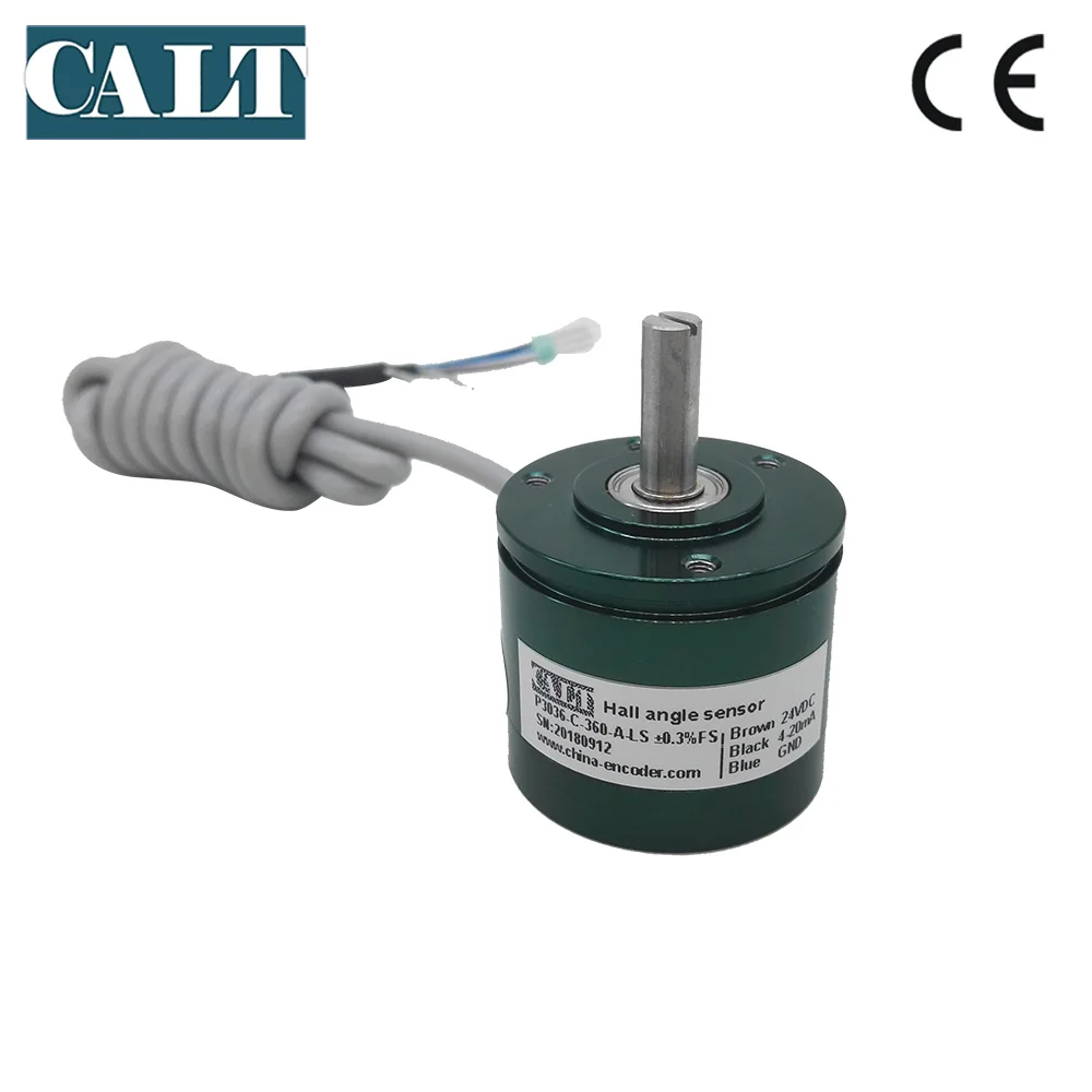 Non-Contact Absolute Hall Effect Angle Sensor Magnetic Rotary Encoder Potentiometer 4-20MA 0-10V Analog Out DC 24 V 12 Bit P3036