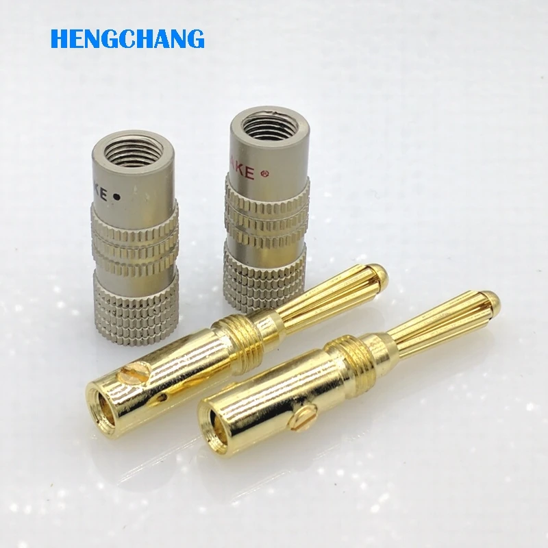 gold plating 4mm Banana Plug For Speaker Copper 4mm Banana Plug black and red banana plug Audio Connector 2pcs/lot