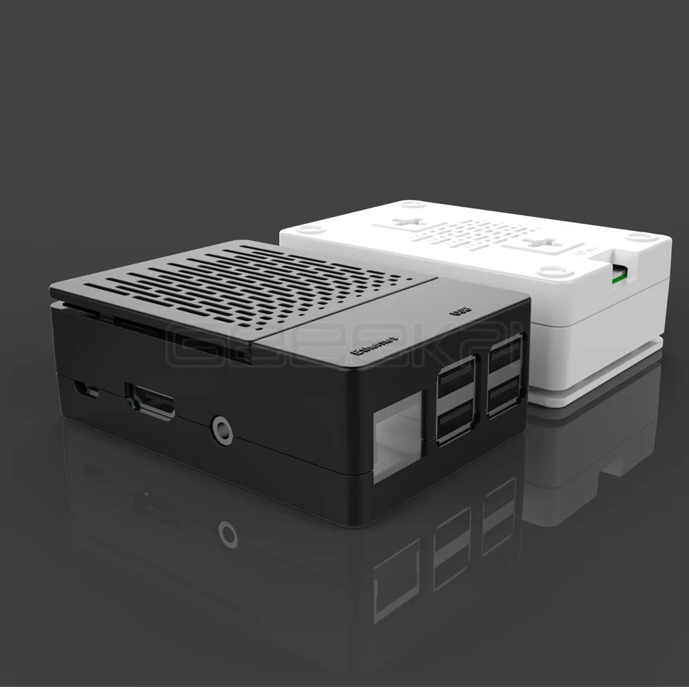 GeeekPi ABS Black / White Case Cover Enclosure Shell Box + Heat Sinks + Cooling Fan for Raspberry Pi 3 B+ Plus / 3 B / 2 B