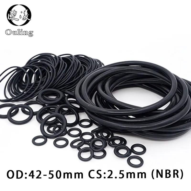 20PC/lot Rubber Ring Black NBR Sealing O Ring 2.5mm Thickness OD42/44/45/48/50*2.5mm O-Ring Seal Nitrile Rubber Gaskets Washer