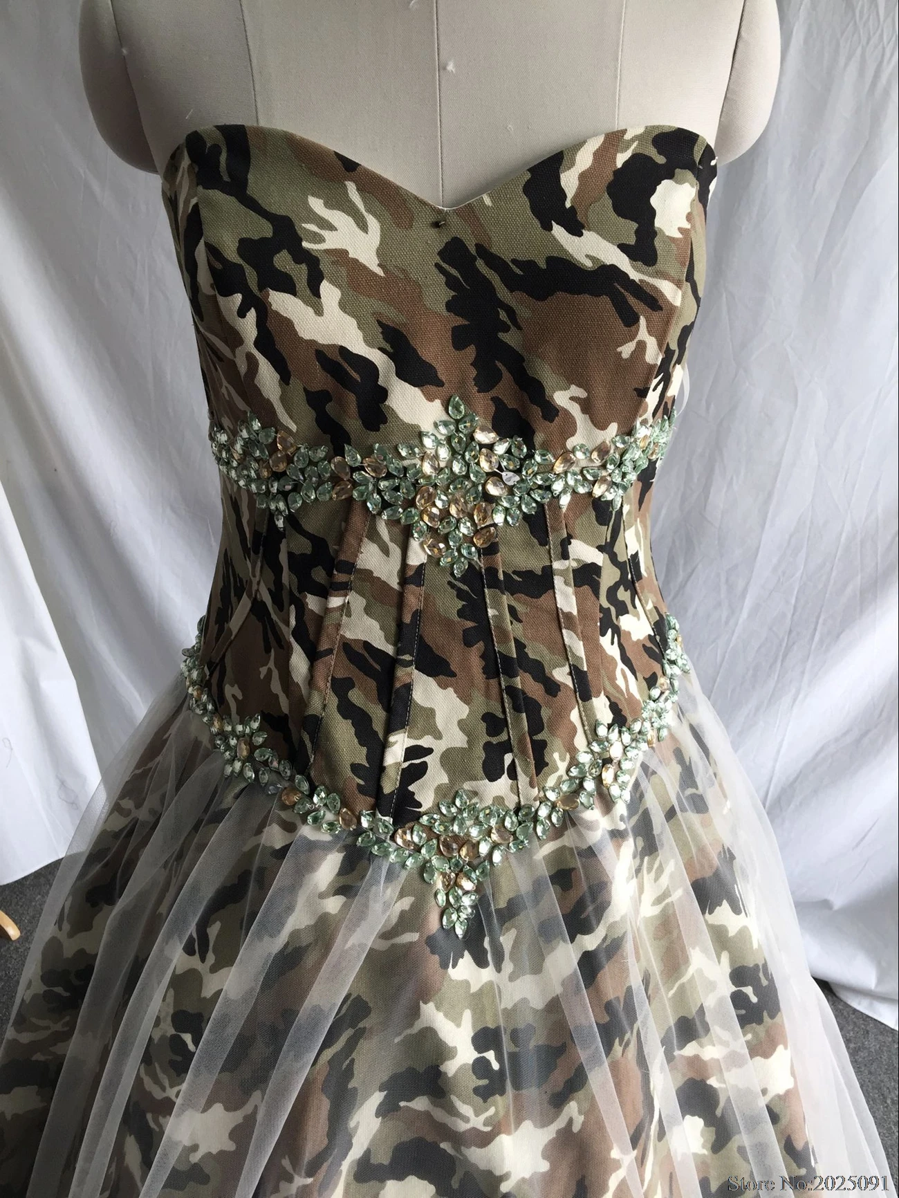 Stock Real Pictures Camouflage Wedding Dresses  2019 Sweetheart Camo Beads Long Prom dress Bridal Gown