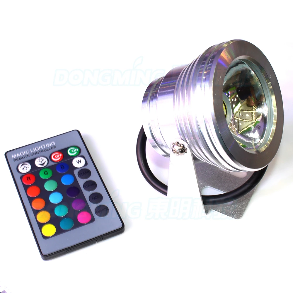 

100pcs 900-1000LM RGB underwater pool light waterproof 10W led underwater pool light silver shell with 24key controller