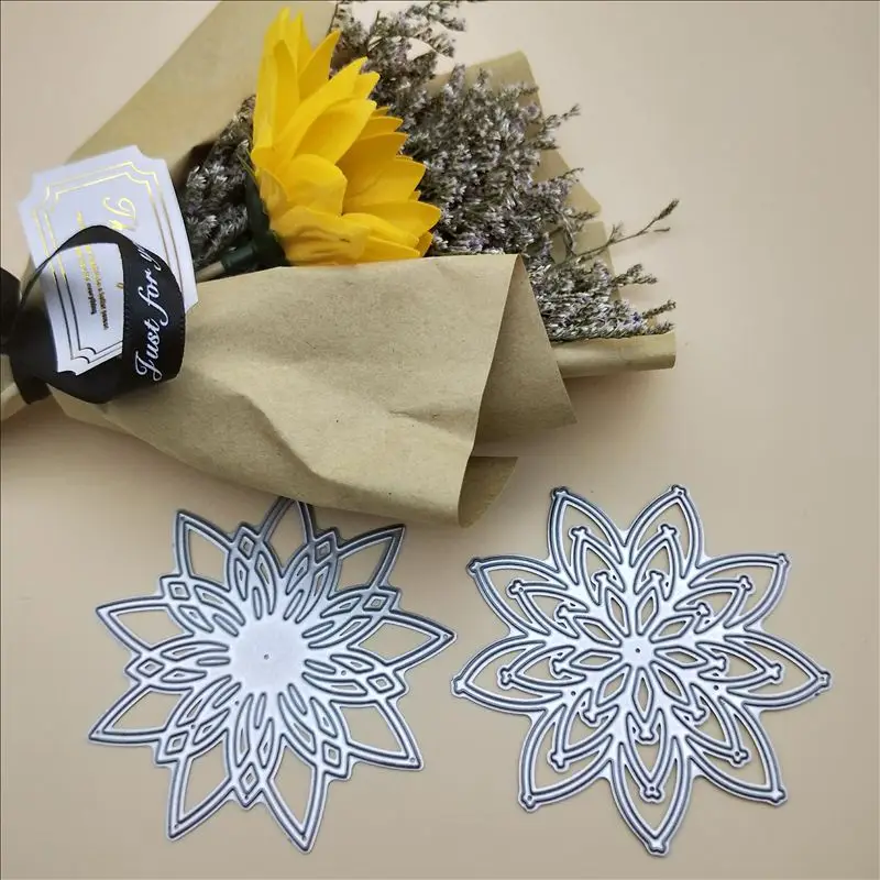 2 개 꽃 금속 절단 다이 새로운 2019 스텐실 DIY 스크랩북 종이 공예 칼 금형 블레이드 펀치 스텐실 다이