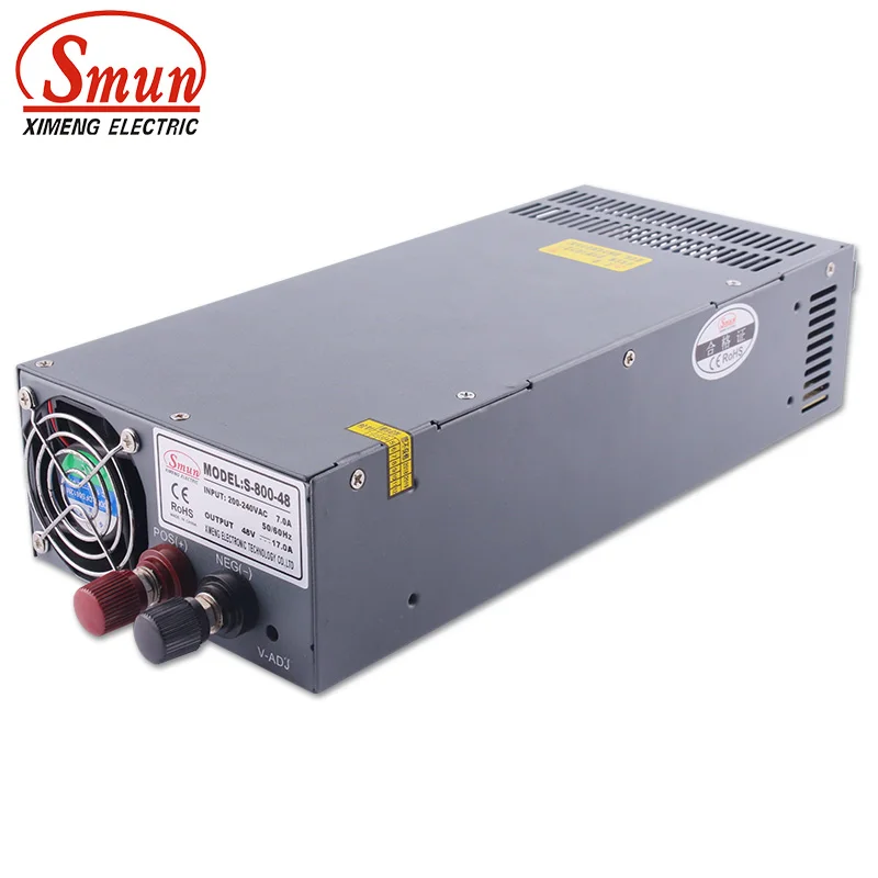 

SMUN S-800-48 110V/220VAC To 800W 48V 17A Switching Mode Power Supply Single DC Output AC-DC LED Driver