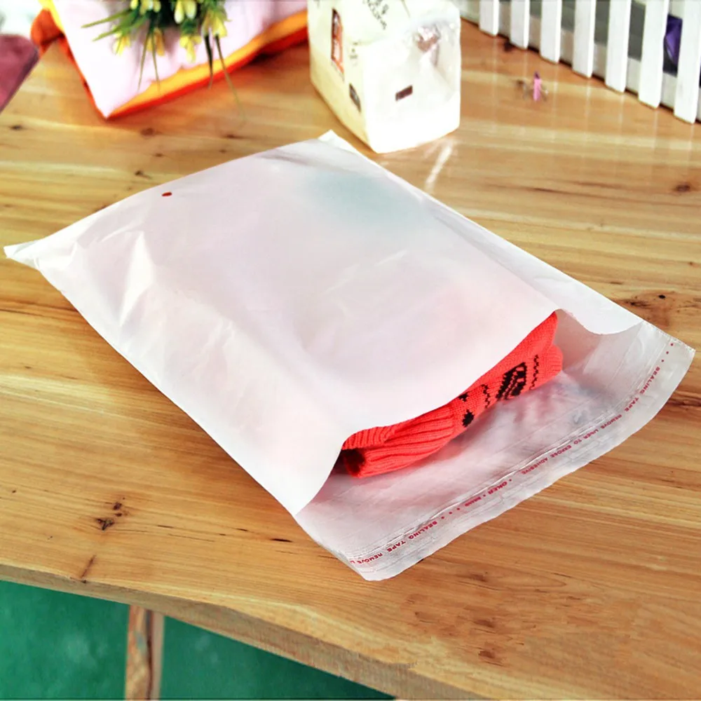 

50Pcs Milky Plastic Self Adhesive Bags OPP Packing Bags Books Clothes Photos Poster Storage Bags Pouch for Christmas Dust Proof