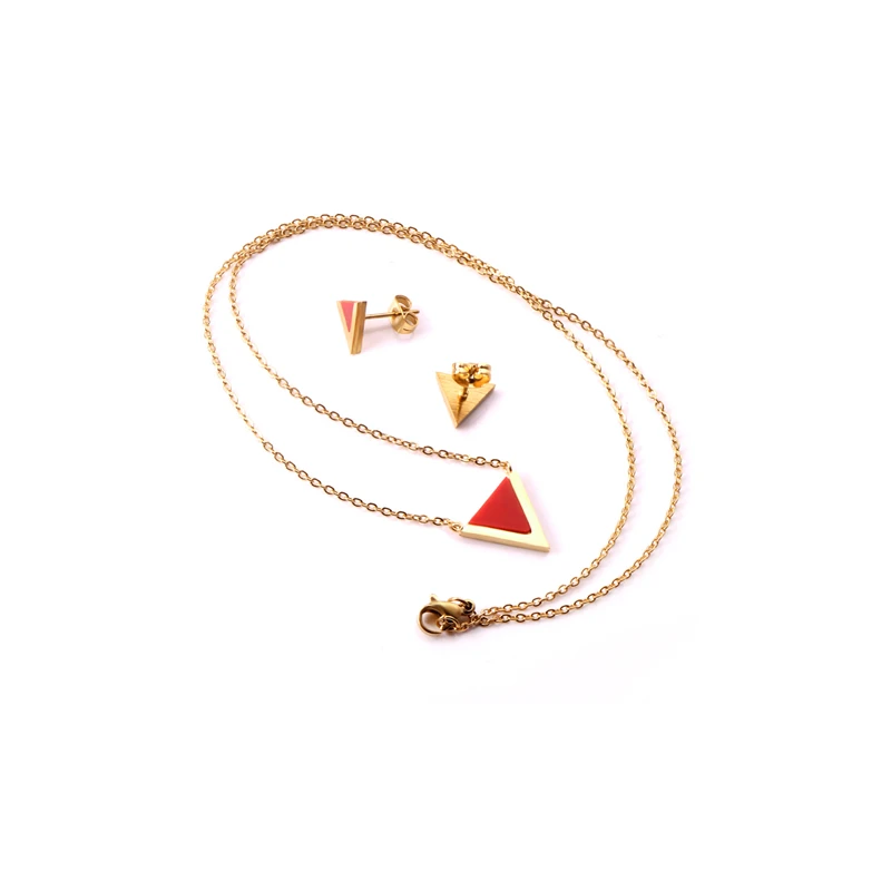 Women's Stainless Steel Triangle Shell Necklace Earrings Set