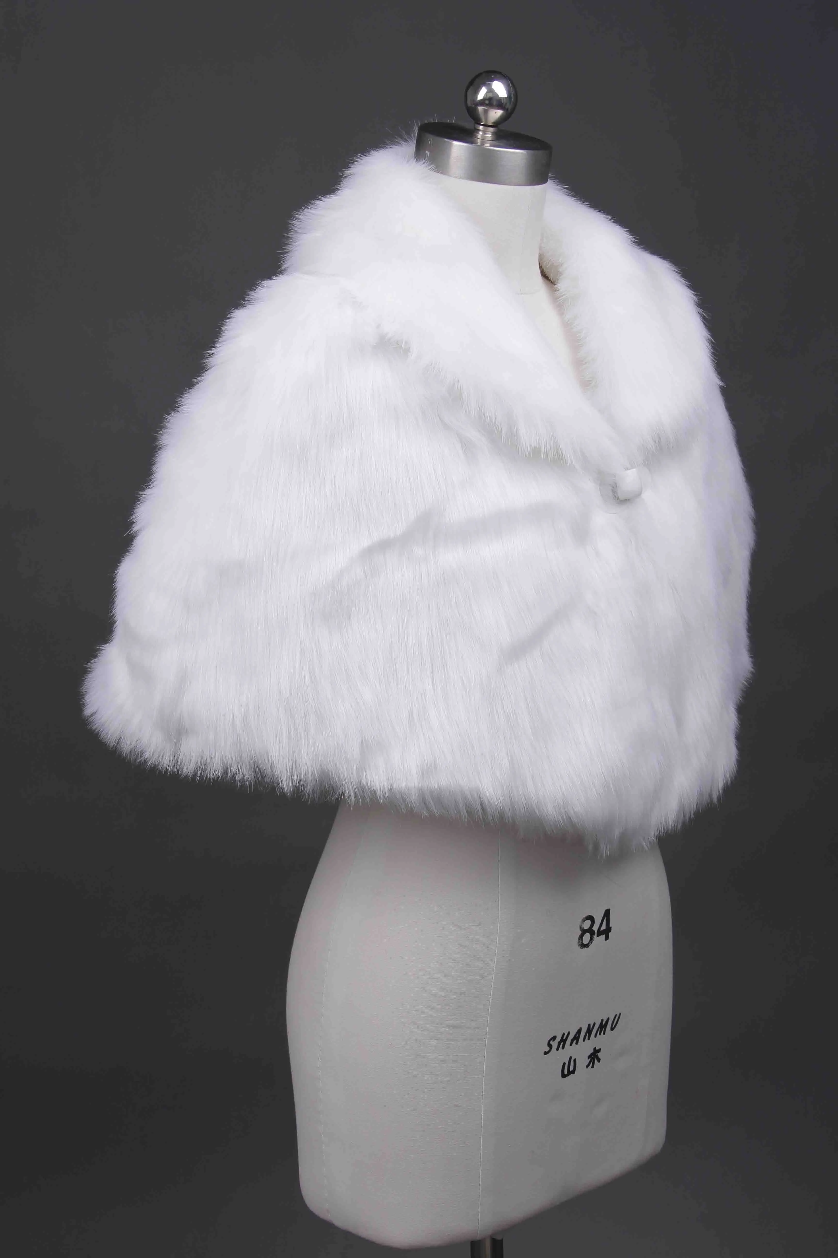 Wit, ivoor,, Faux Fur sjaal Bolero jacket Wedding Bridal bolero jas Wrap Stole shawl formele bolero cape