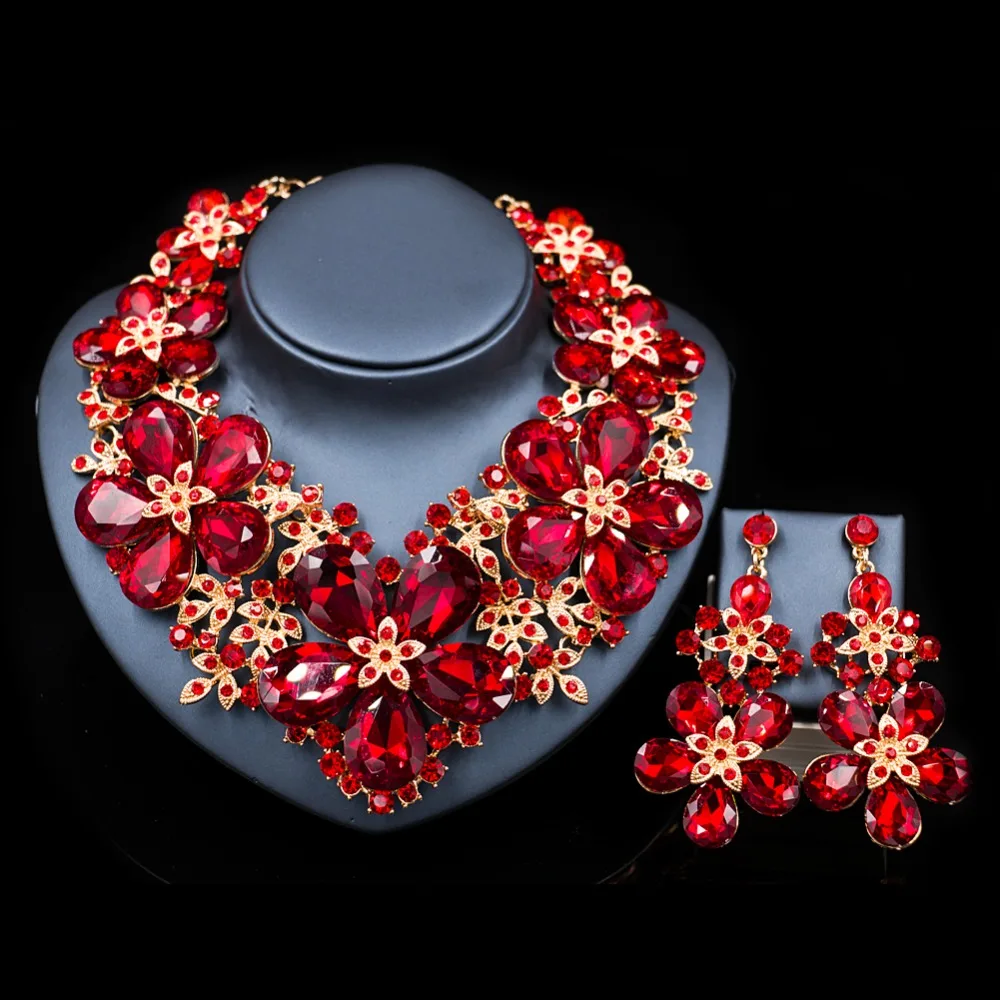 LAN PALACE indian jewelry set wedding decoration jewelry set Austrian crystal necklace and earrings  free shipping