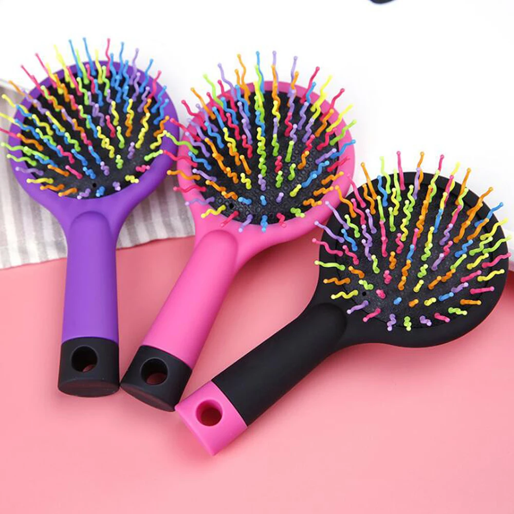 

1pcs Portable Rainbow Airbag Comb Hairdressing Anti-static Makeup Air Cushion Massage Comb With Mirror For Hair Styling Tool