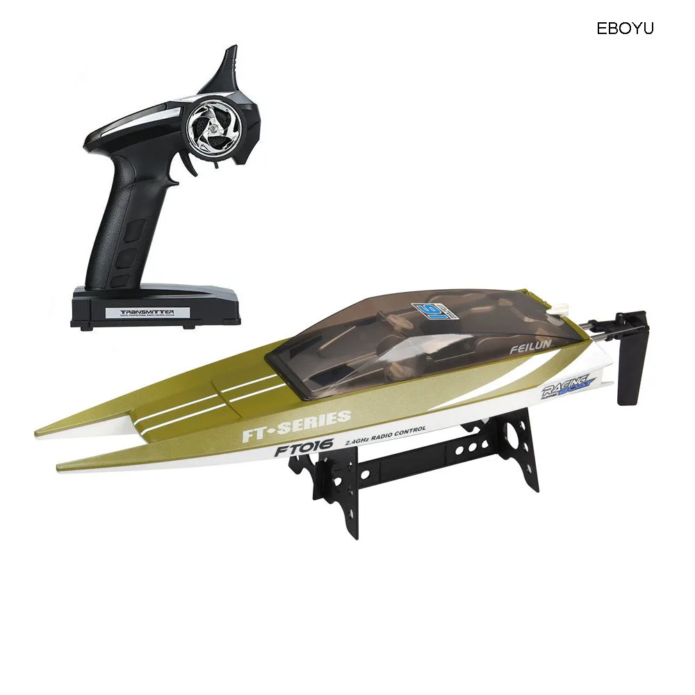 Feilun FT016 RC Boat 2.4G 30km/h High Speed RC Racing Boat with Water Cooling Flipped Self-righting Function Gift Toy RTR