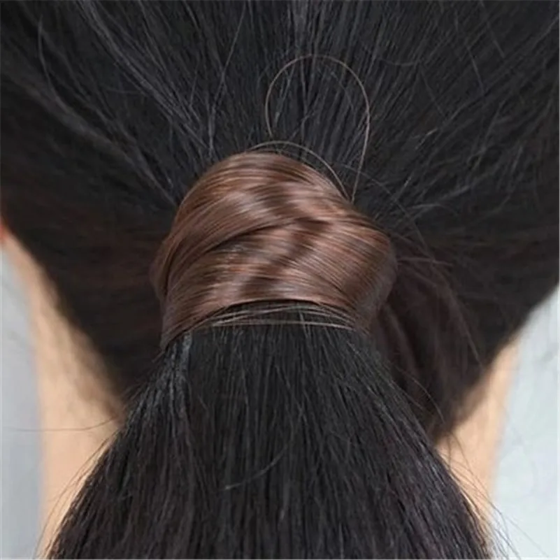 Fashion Women Straight Wig Elastic Hair Bands Black Brwon Hair Rope Scrunchie Ponytail Holder Hair Accessories for Women Girls