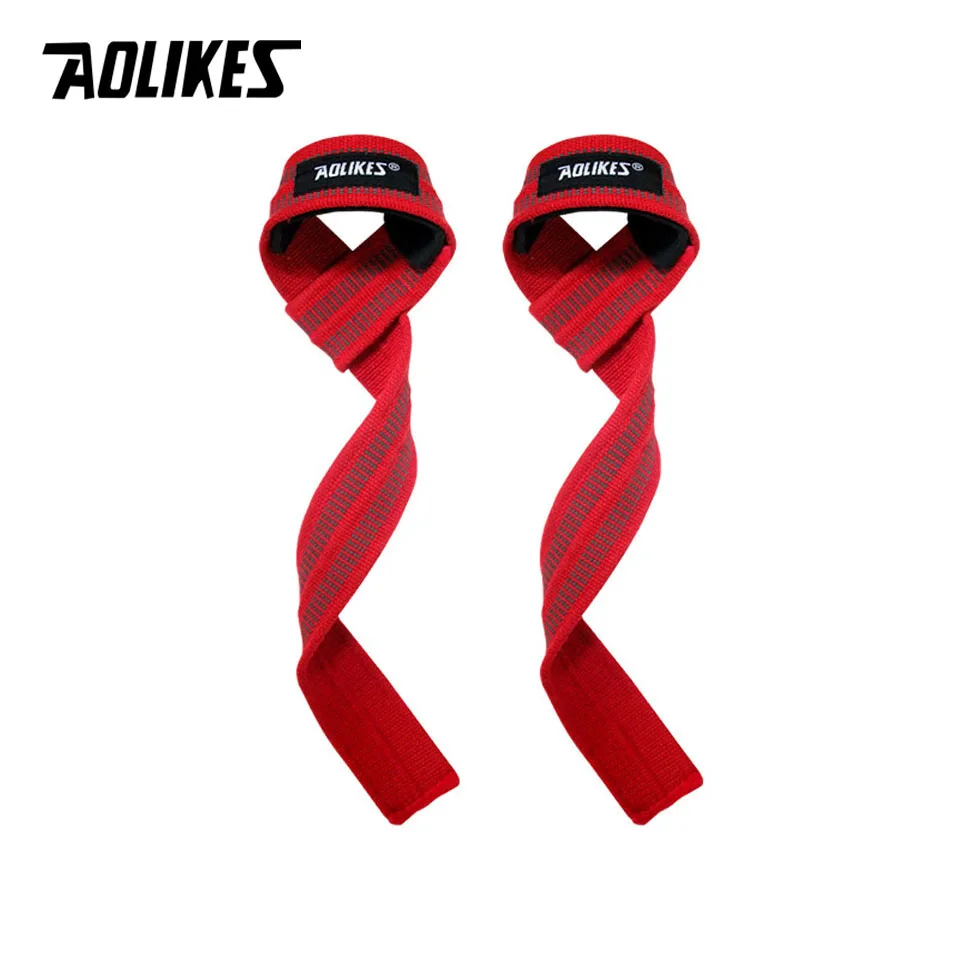 AOLIKES 1 Pair Adjustable Silicone Anti-skid Fitness Dumbbell Training Cotton Weight Lifting Straps Wrist Support Strap Brace