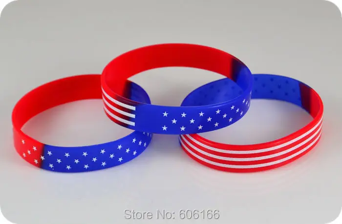 

300pcs USA American Flag Silicone Bracelets Wristband Stars and Stripes Fashion Jewelry