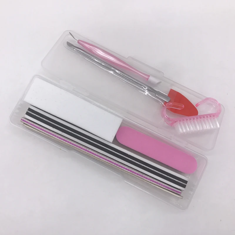 

8 pcs/Lot Nail Art Files Tools Brush Buffer Block Cuticle Pusher Dead Skin With Box Pilosh Acryl Manicure Kit Professionele Set