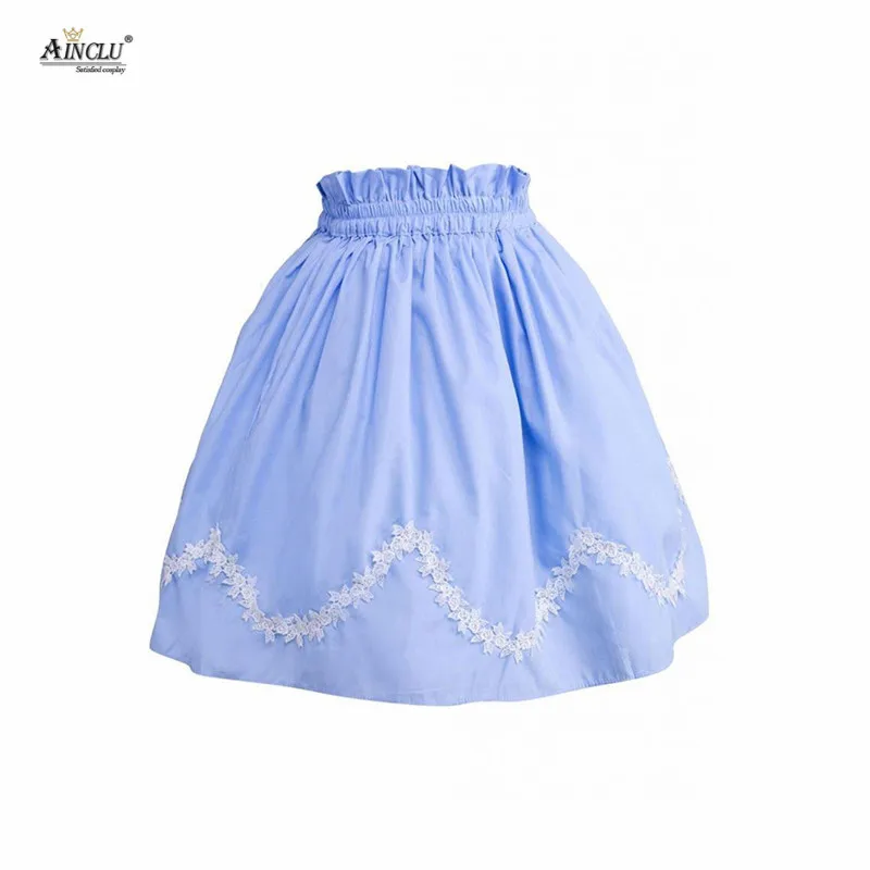 Ainclu Free Shipping hot selling Cemavin Womens Cotton Blue Bow Pleated Lolita Skirt for adults usually days