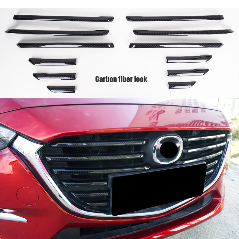 12pcs Front Bumper Mesh Hood Grille Grill Insert Cover Molding Trim Garnish for Mazda 3 AXELA 2017 2018