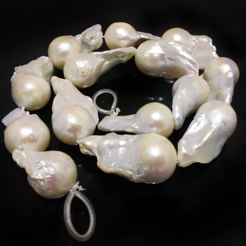 16 inches 20-25mm Natural White Nucleated Large Big Baroque Pearls Loose Strand