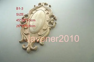 B1-3 -26x15x0.8cm Wood Carved Round Onlay Applique Unpainted Frame Door Decal Working carpenter Decoration