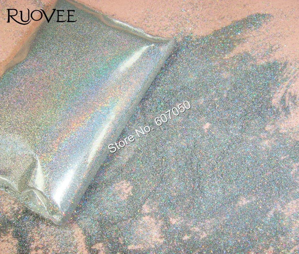 0.025MM Holographic Laser Silver Color Ultra-fine Cosmetic Nail Glitter Dust Powder for Nail Polish Art Glitter Craft Facepaint